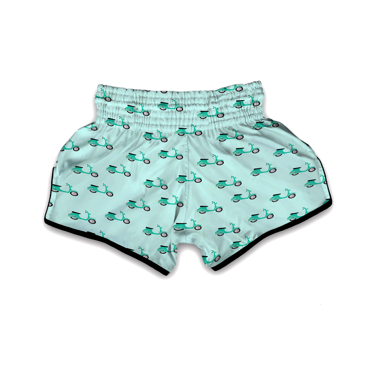 Green Vintage Scooter Print Pattern Muay Thai Boxing Shorts-grizzshop