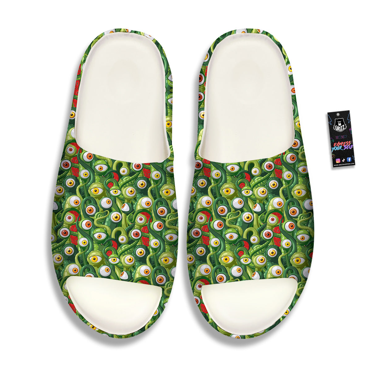 Green Alien Monster Print Pattern Sandals-grizzshop