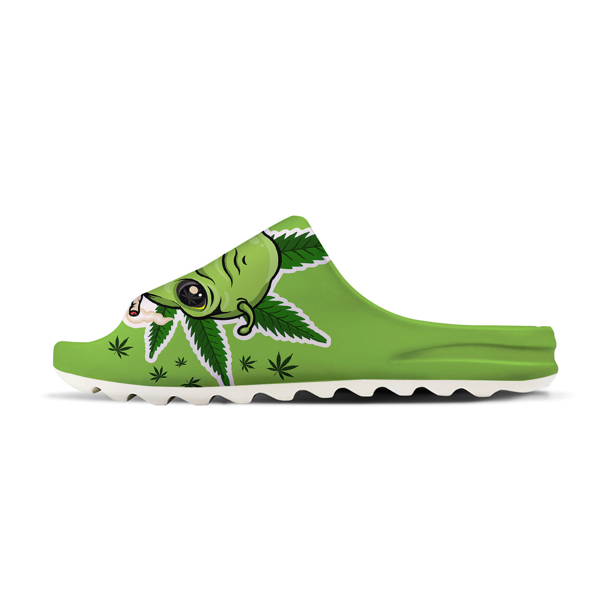 Green Alien Smoking Print Sandals-grizzshop