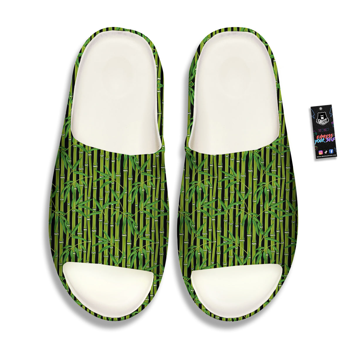 Green Bamboo And Leaves Print Pattern Sandals-grizzshop