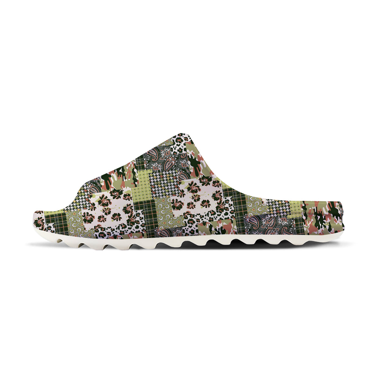 Green Camouflage Tartan Paisley Patchwork Print Pattern Sandals-grizzshop