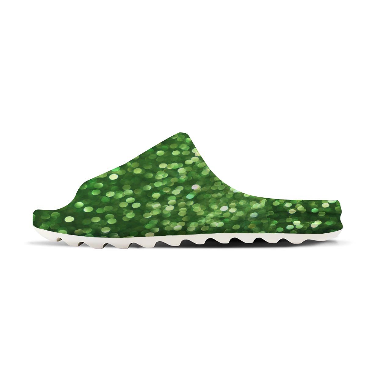 Green Glitter Artwork Shamrock Print Pattern Sandals-grizzshop