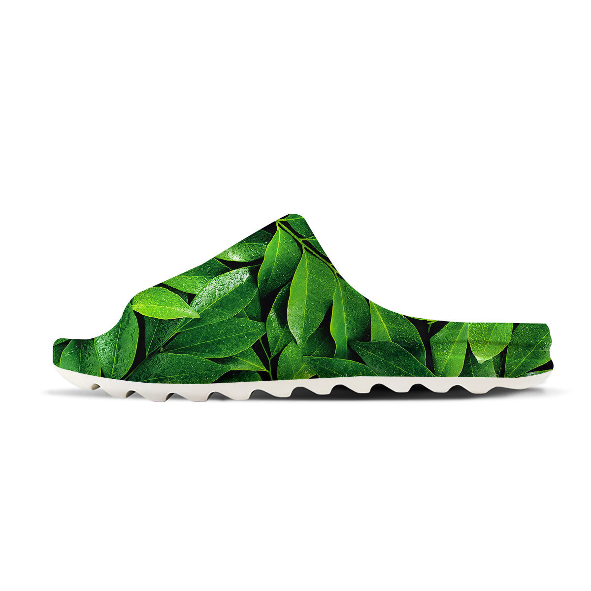 Green Leaf Print Sandals-grizzshop