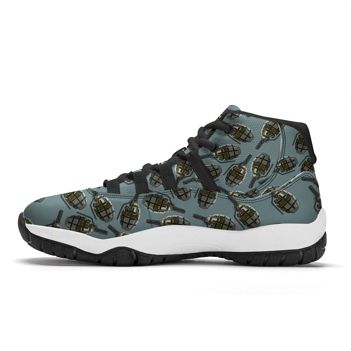 Grenade Print Pattern Black Bball Shoes-grizzshop