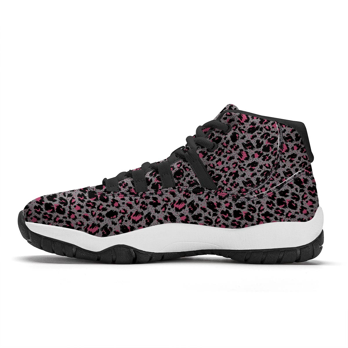 Grey And Pink Leopard Black Bball Shoes-grizzshop