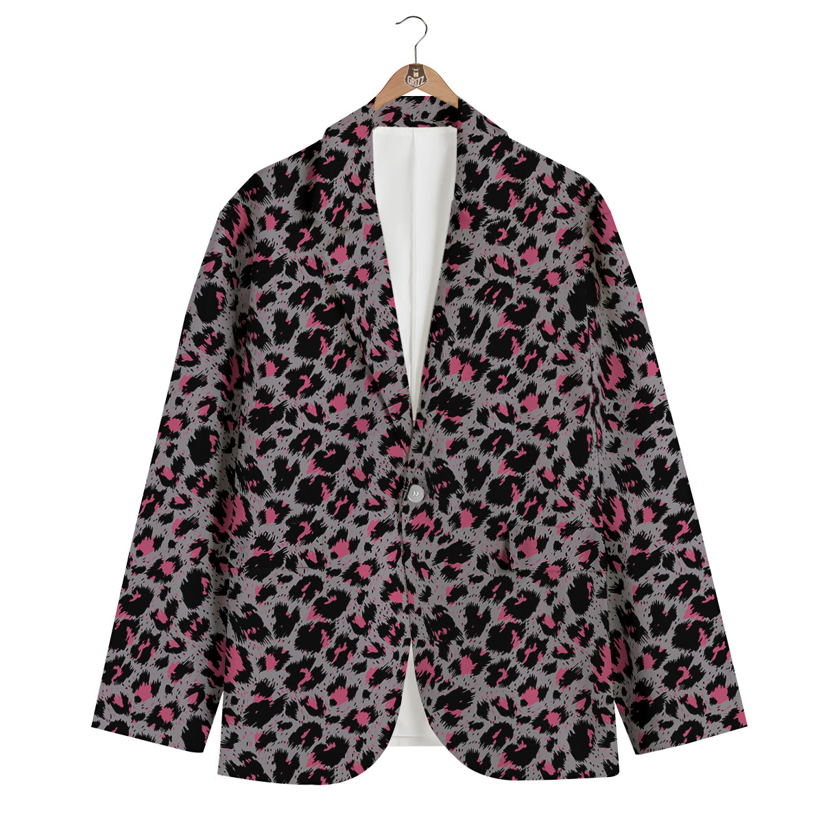Grey And Pint Leopard Men's Blazer-grizzshop