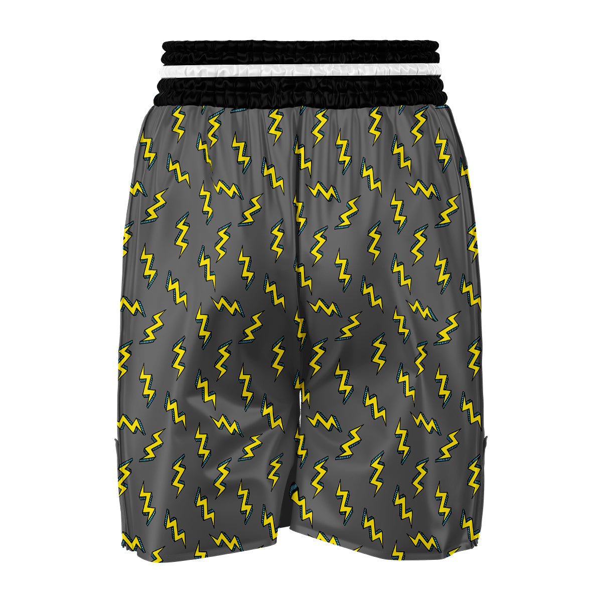 Grey And Yellow Thunder Print Pattern Boxing Shorts-grizzshop