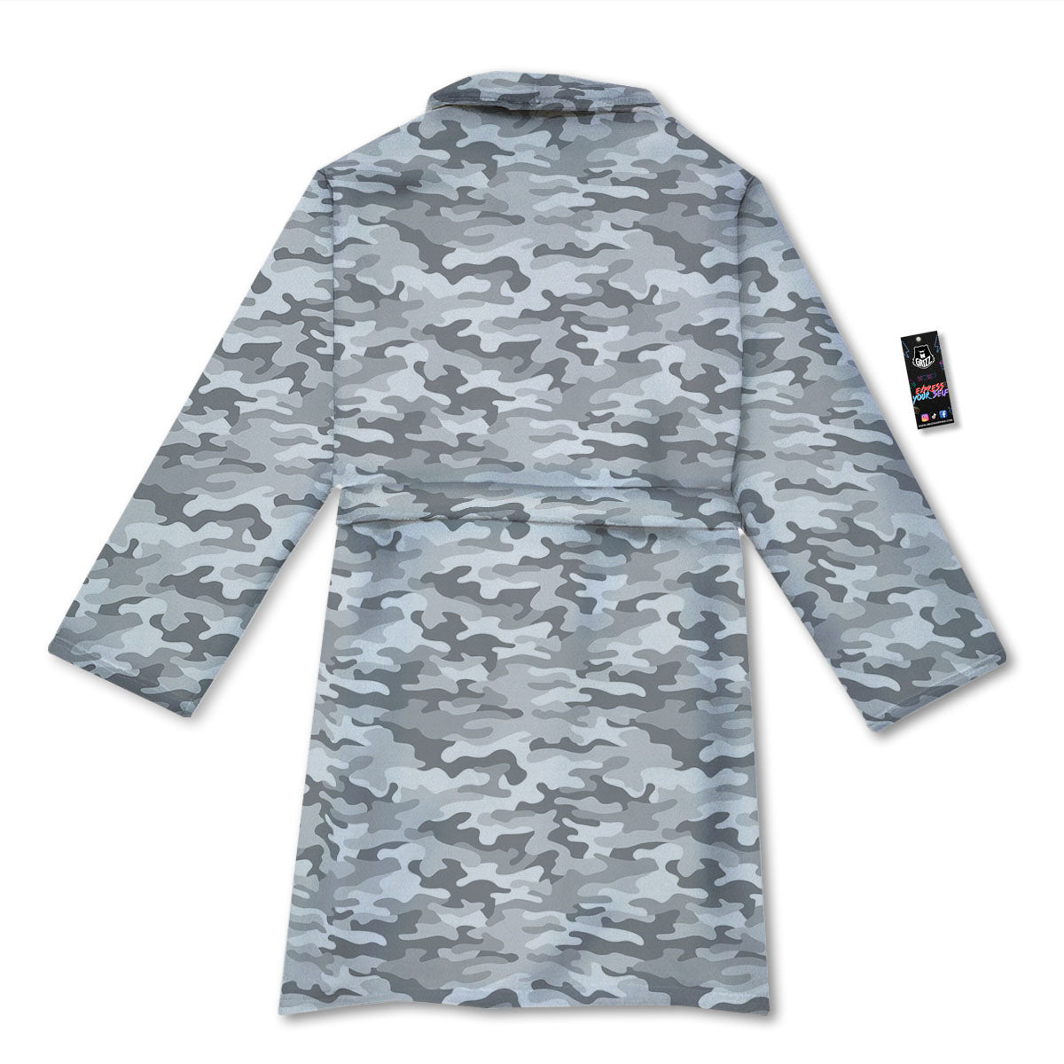 Grey Camouflage Print Pattern Bathrobe-grizzshop