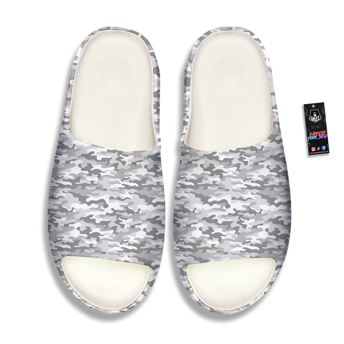 Grey Camouflage Print Pattern Sandals-grizzshop