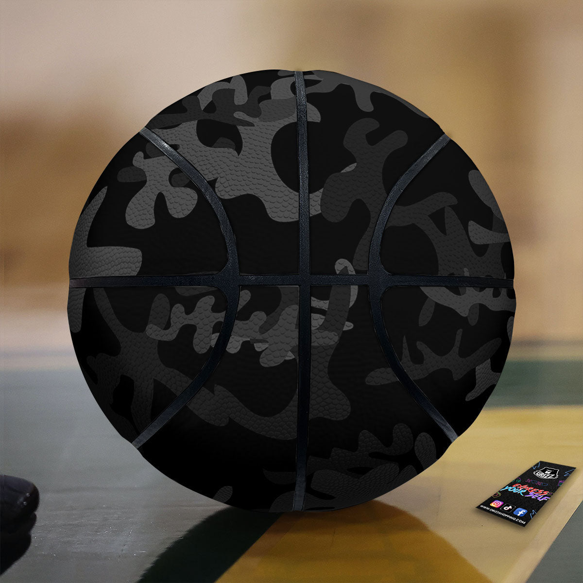 Grey Digital Camo Black Print Pattern Basketball