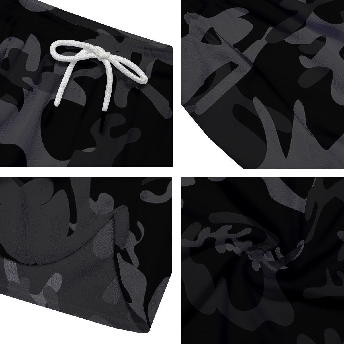 Grey Digital Camo Black Print Pattern Men's Running Shorts-grizzshop