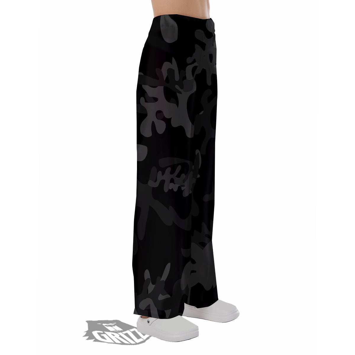 Grey Digital Camo Black Print Pattern Pajama Pants-grizzshop