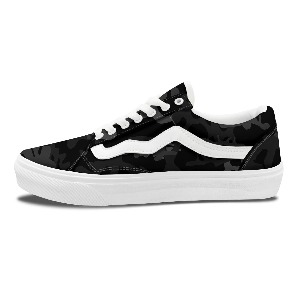 Grey Digital Camo Black Print Pattern Skate Shoes-grizzshop