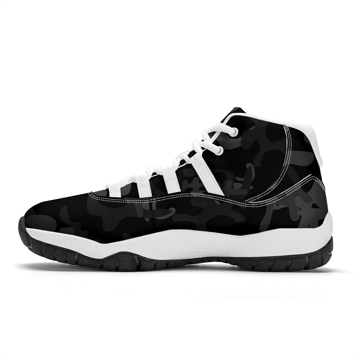 Grey Digital Camo Black Print Pattern White Bball Shoes-grizzshop