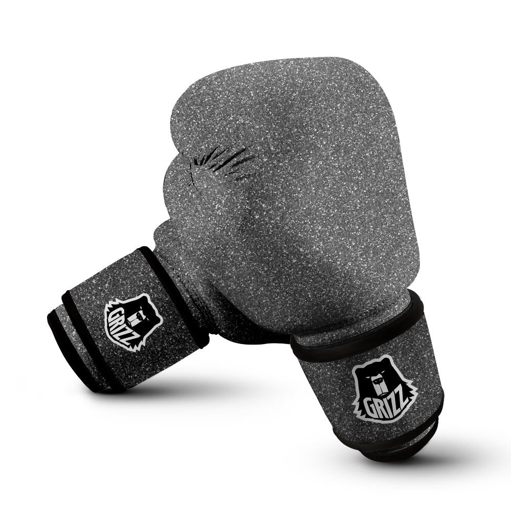 Grey Glitter Artwork Print Boxing Gloves-grizzshop