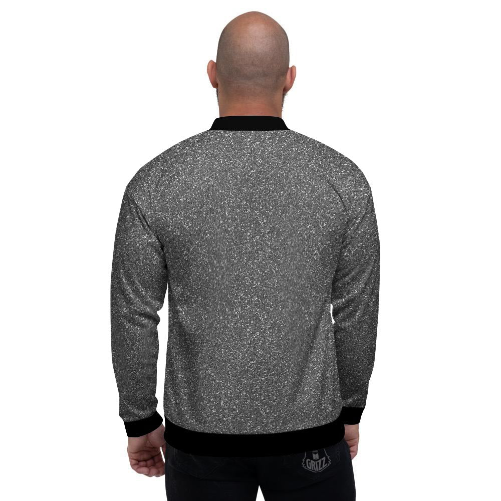 Grey Glitter Artwork Print Men's Bomber Jacket-grizzshop