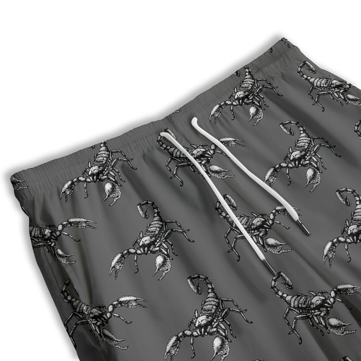 Grey Hand Drawn Scorpion Print Pattern Men's Athletic Shorts