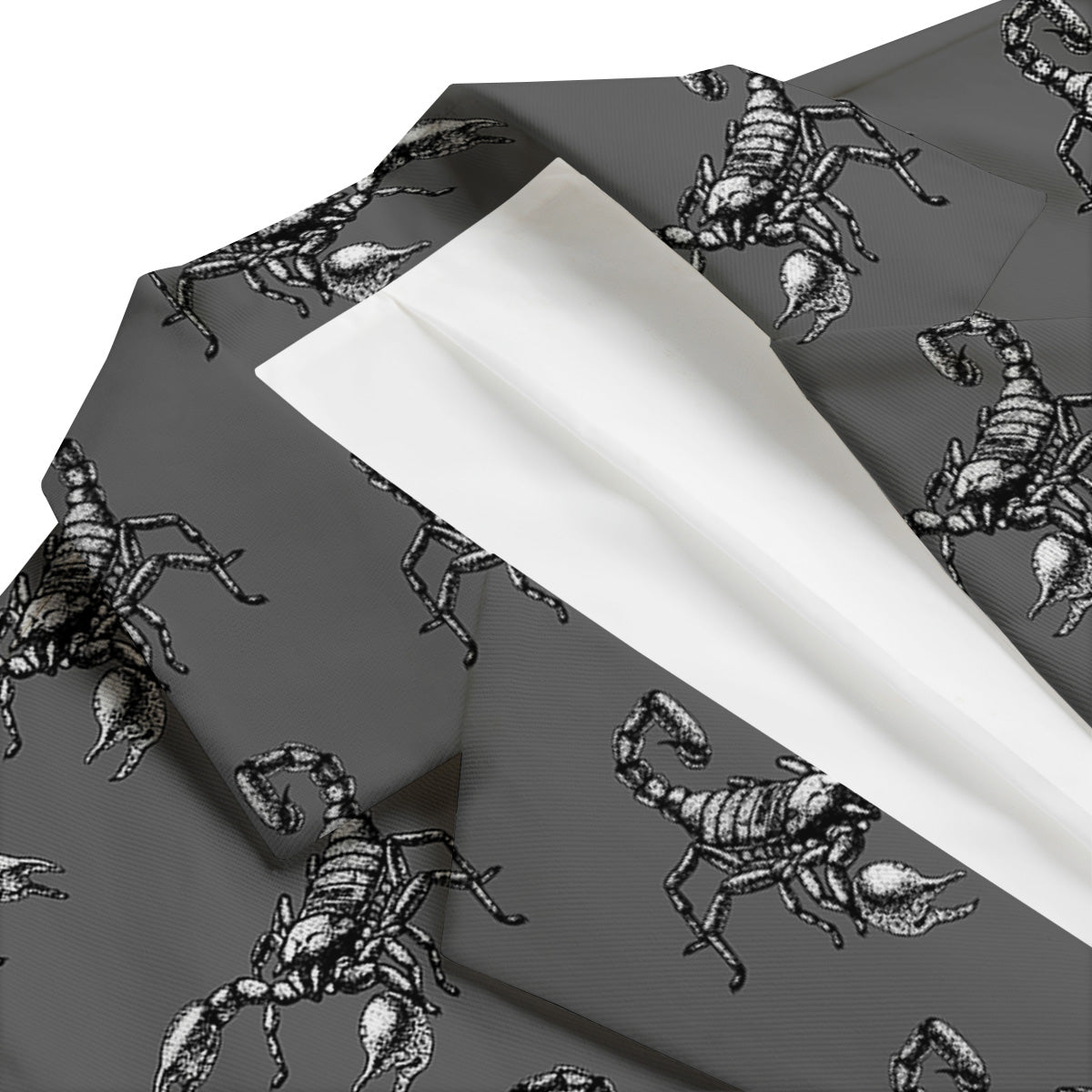 Grey Hand Drawn Scorpion Print Pattern Men's Blazer-grizzshop
