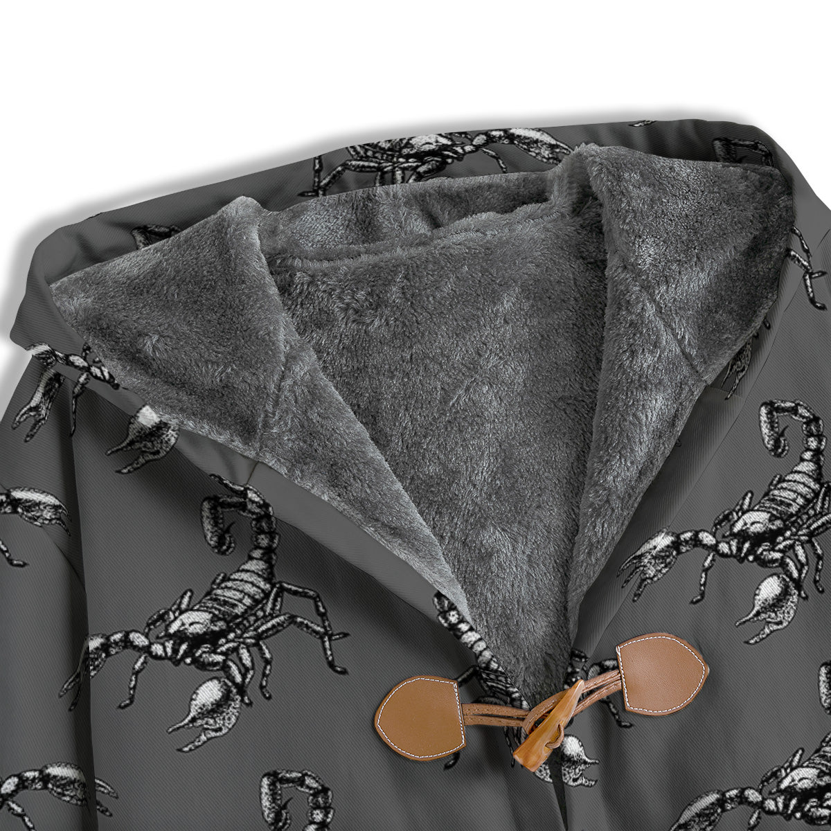 Grey Hand Drawn Scorpion Print Pattern Men's Windbreaker Jacket-grizzshop