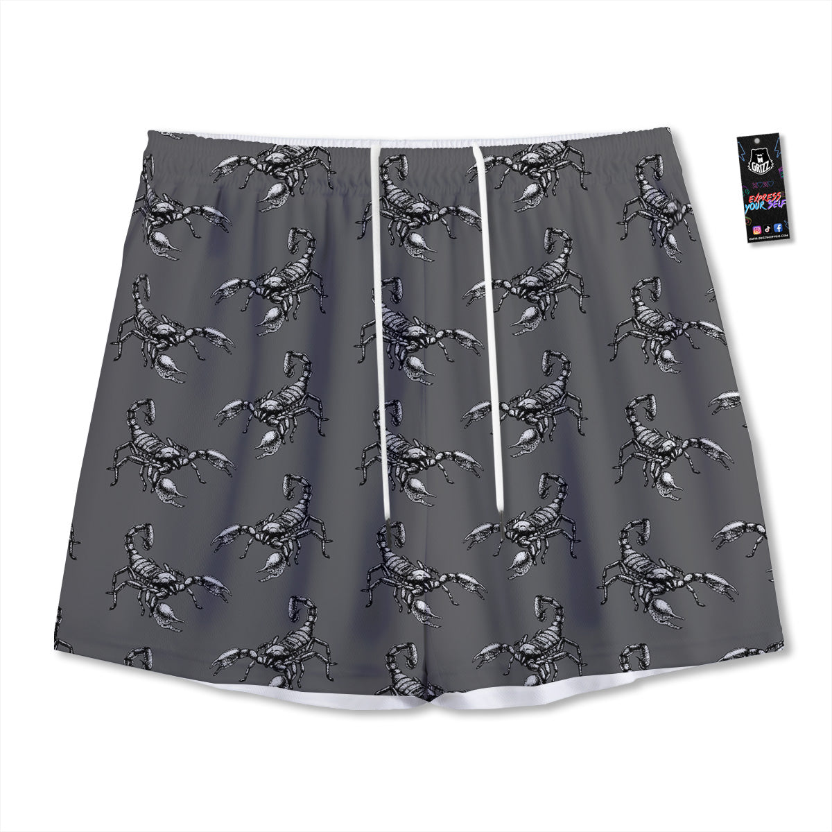Lime Cute Print Pattern Mesh Shorts