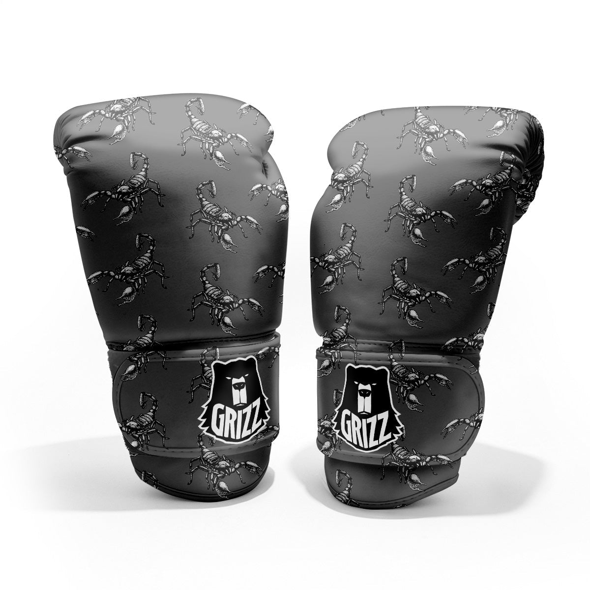 Grey Hand Drawn Scorpion Print Pattern Pro Boxing Glove
