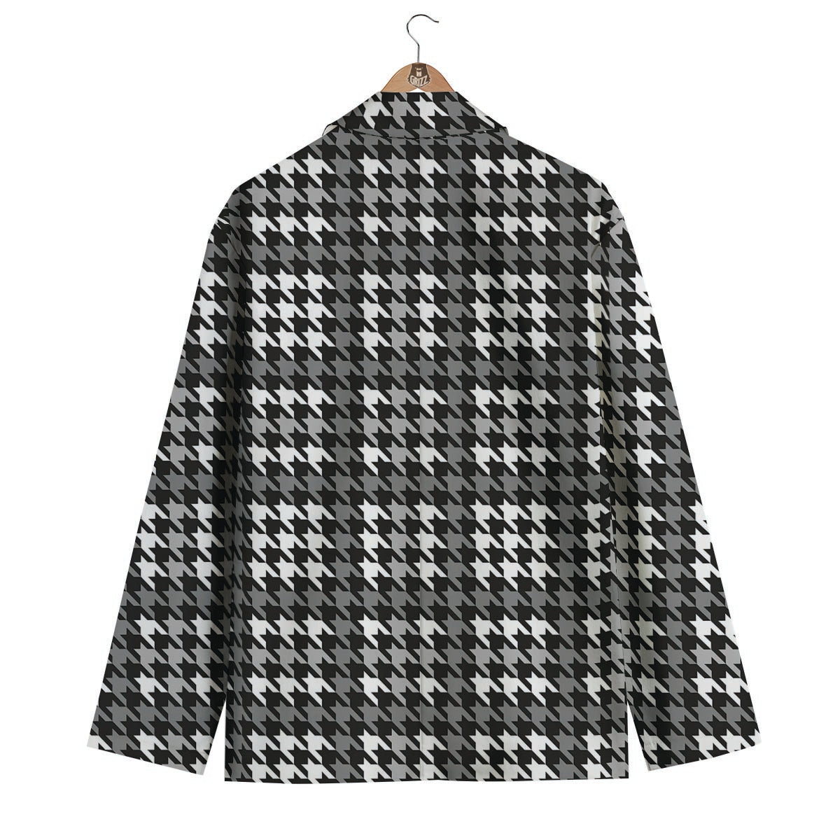 Grey Houndstooth Men's Blazer-grizzshop