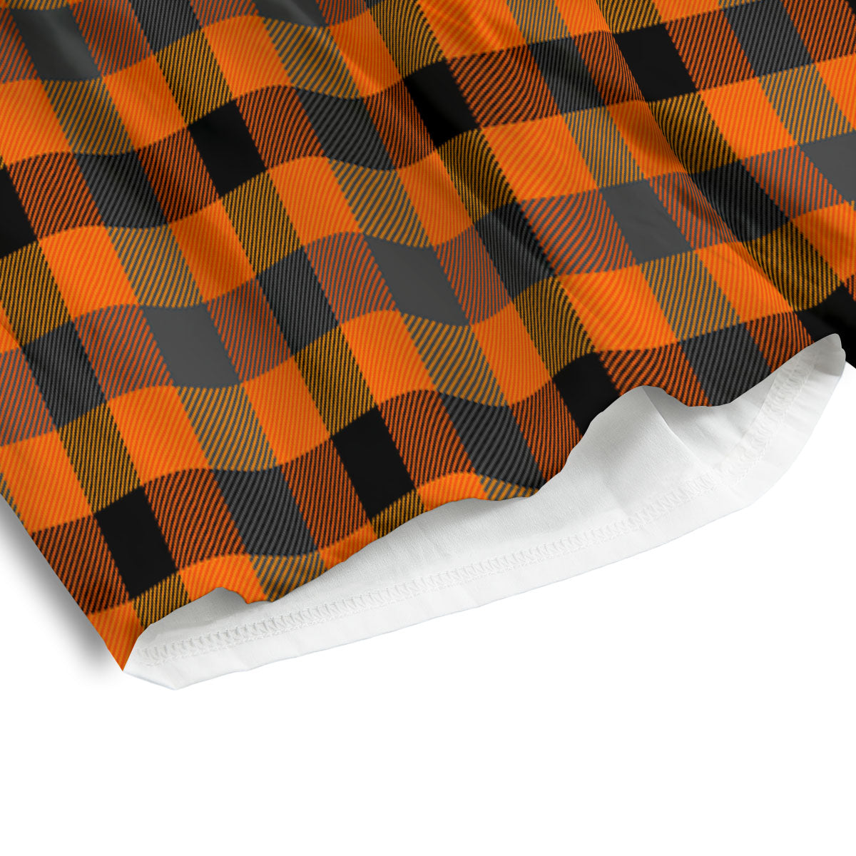 Grey Orange And White Tartan Print Pattern Men's Athletic Shorts