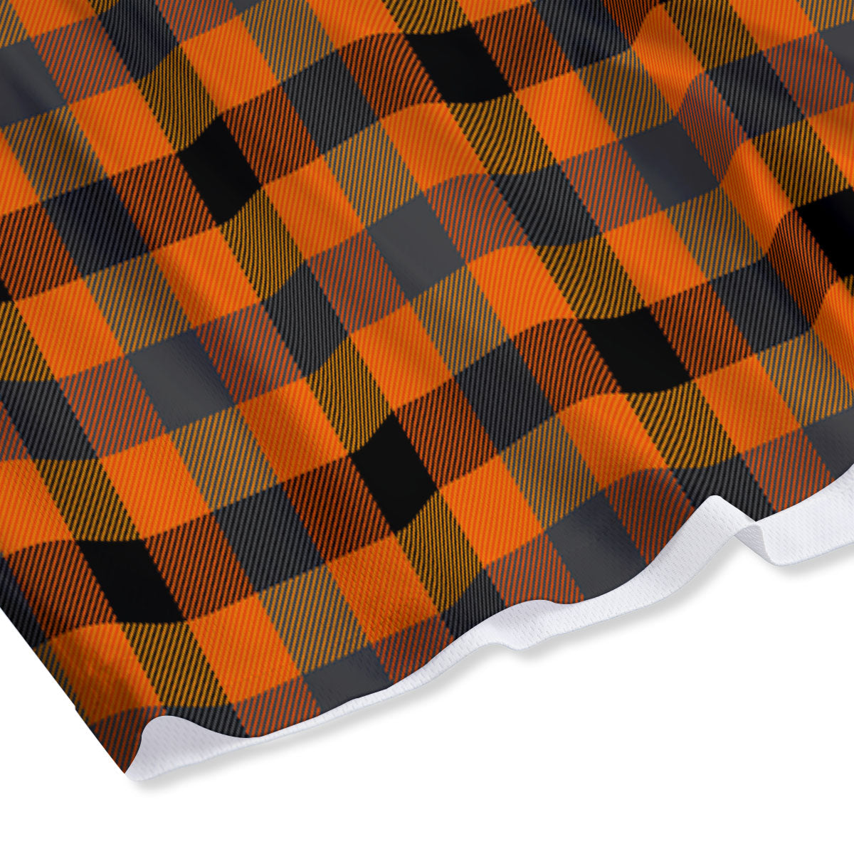 Grey Orange And White Tartan Print Pattern Mesh Shorts