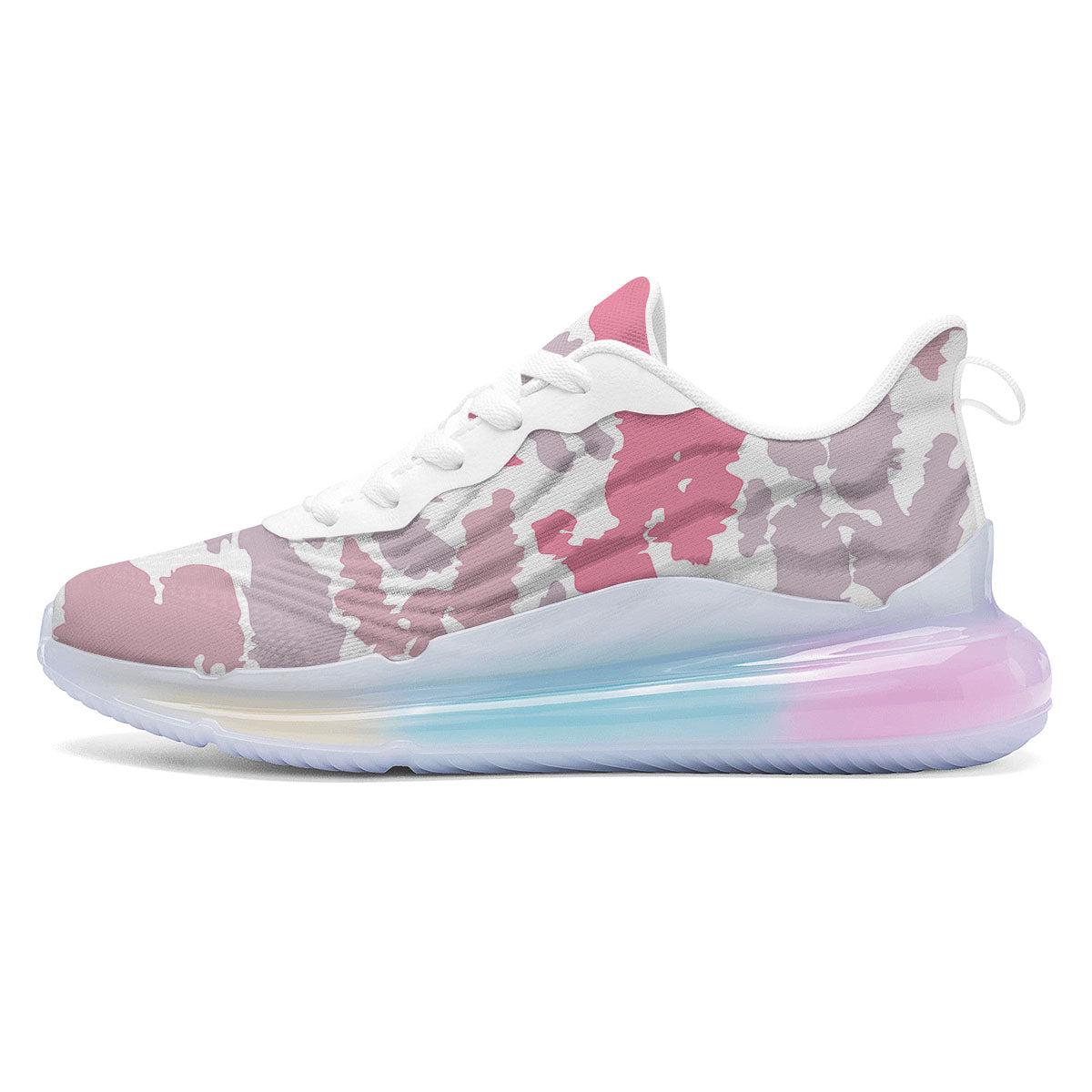 Grey Pink And White Camo Print Running Sneakers-grizzshop