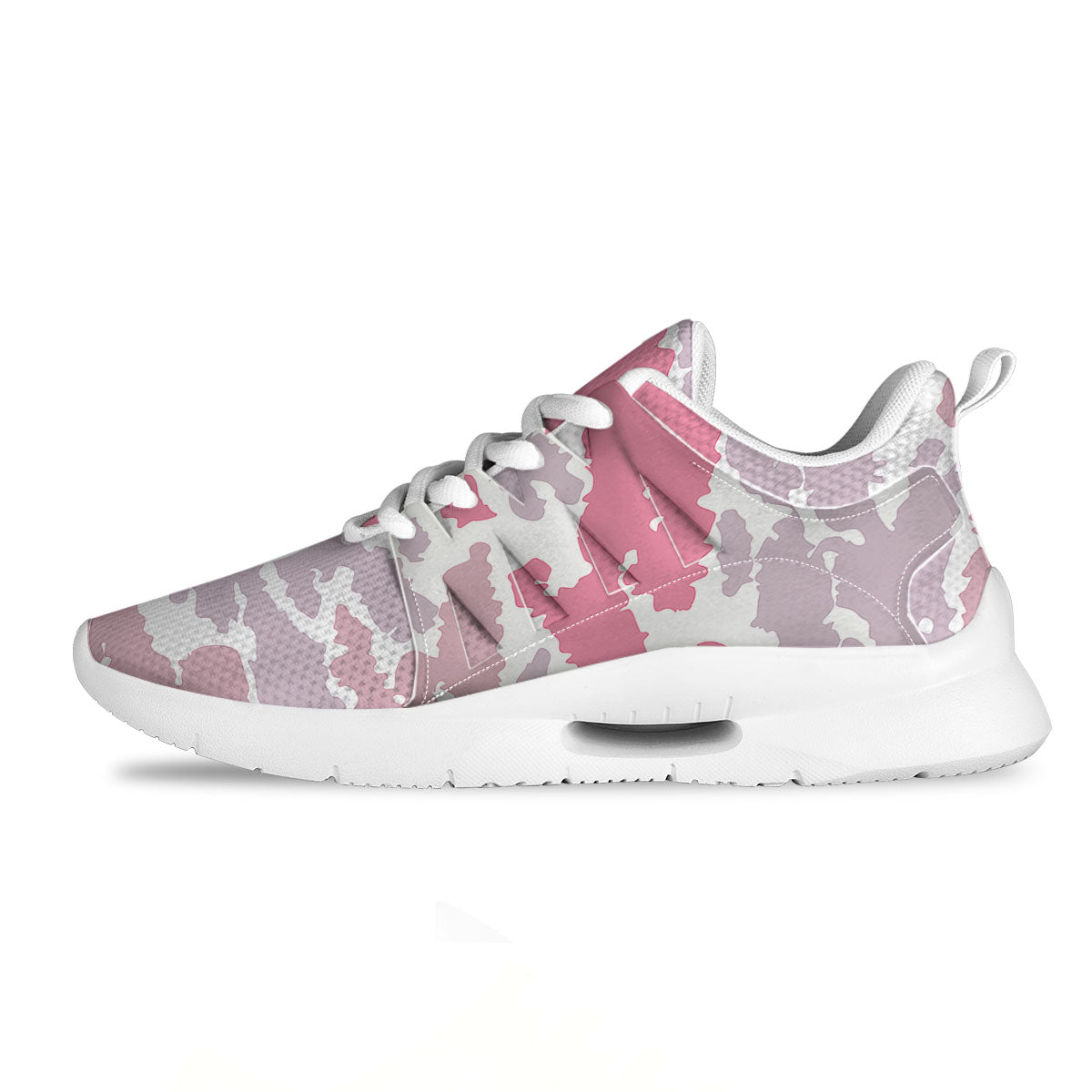 Grey Pink And White Camo Print Tennis Shoes-grizzshop