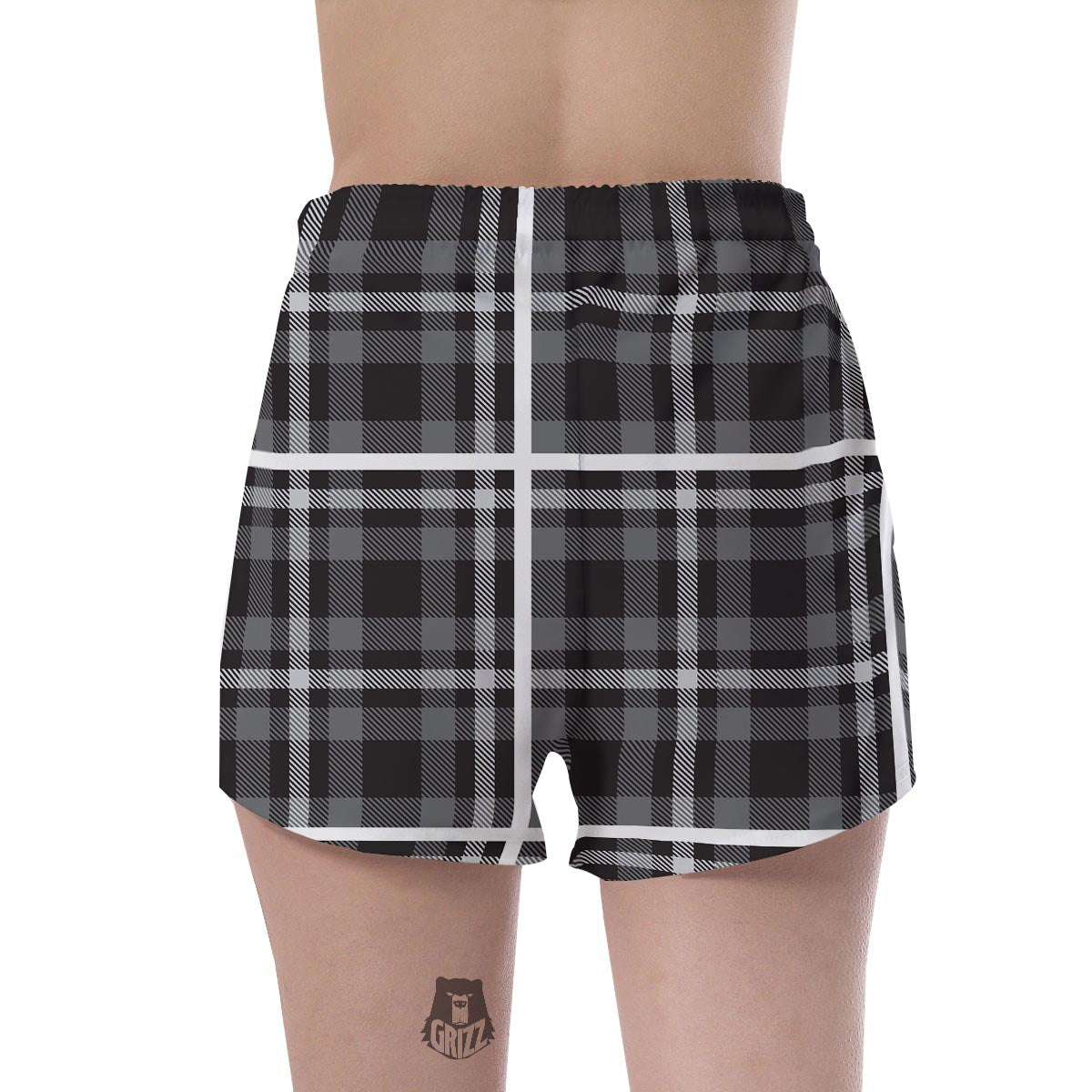 Grey Plaid Tartan Women's Shorts-grizzshop
