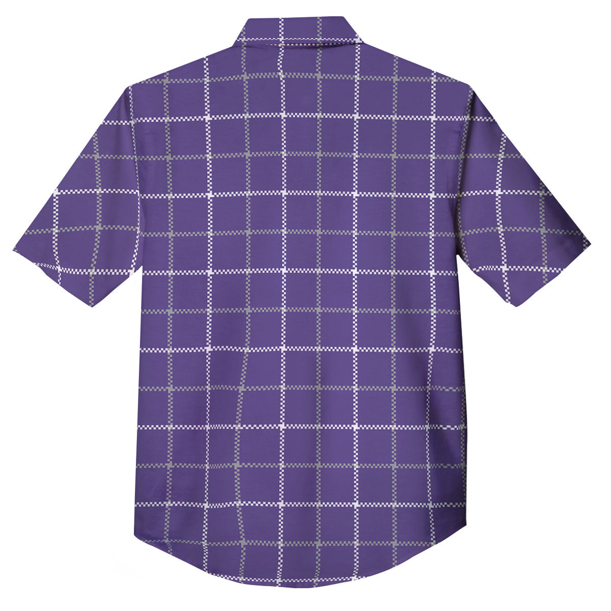 Grey Purple And White Tattersall Print Pattern Button Up Shirt-grizzshop