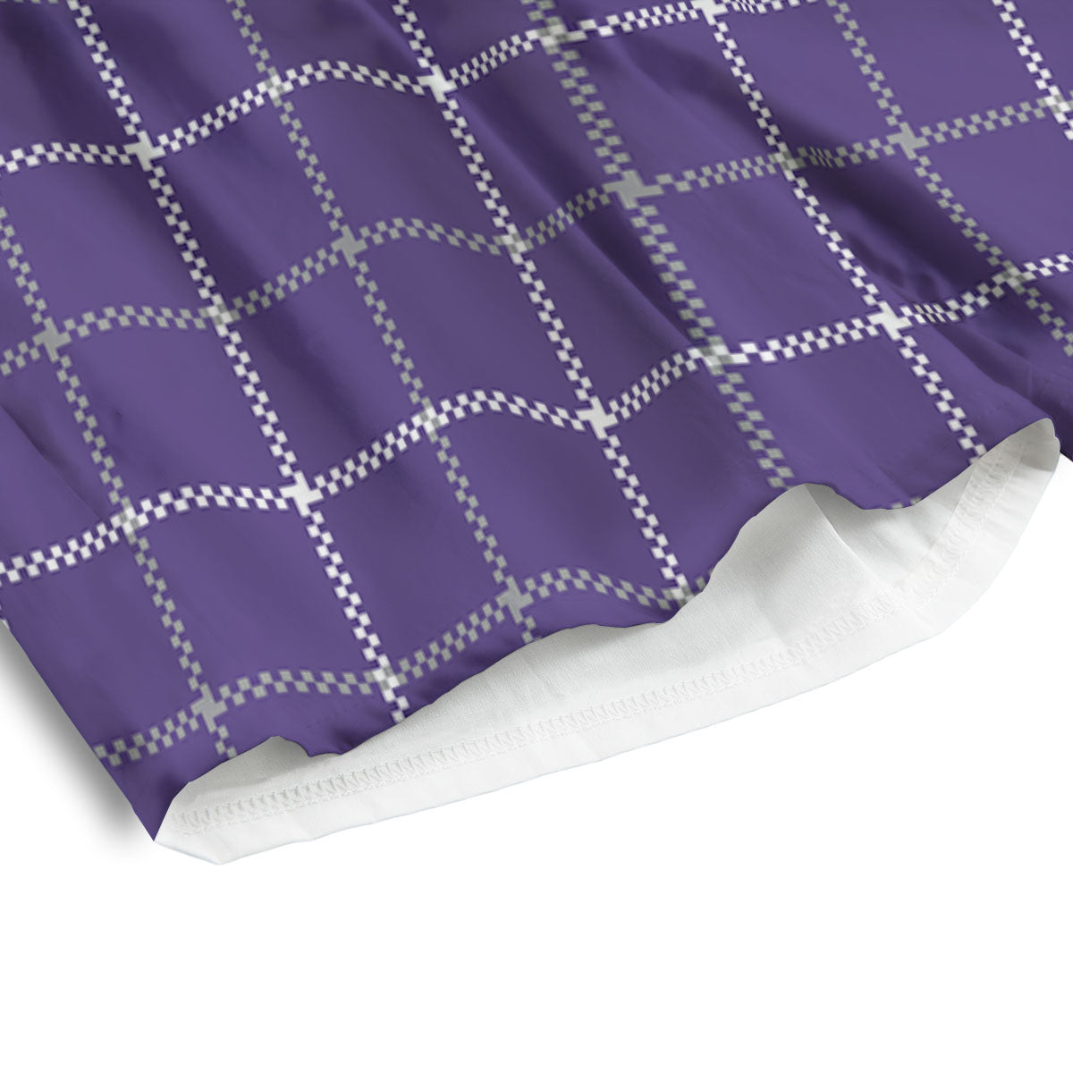 Grey Purple And White Tattersall Print Pattern Men's Athletic Shorts