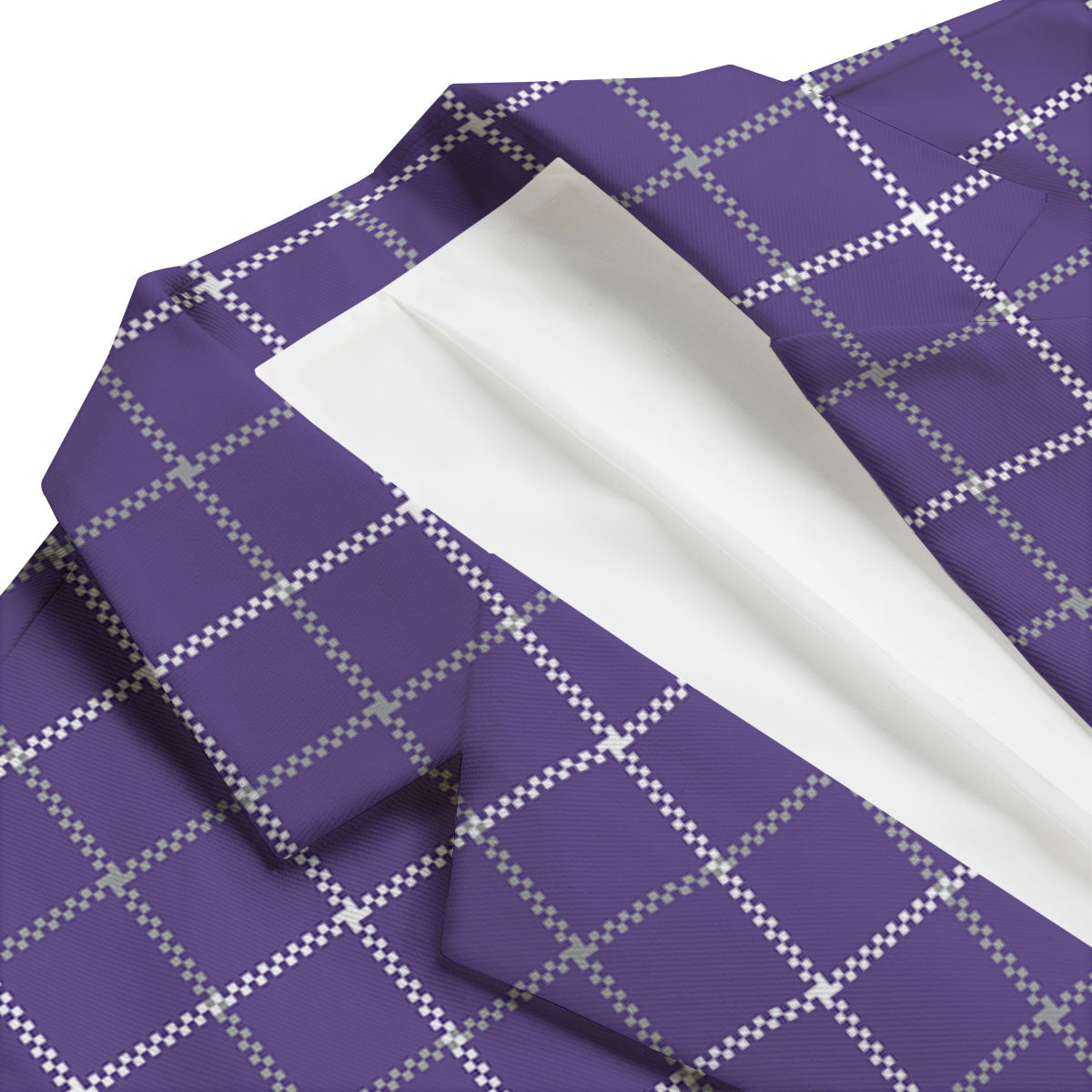 Grey Purple And White Tattersall Print Pattern Men's Blazer-grizzshop