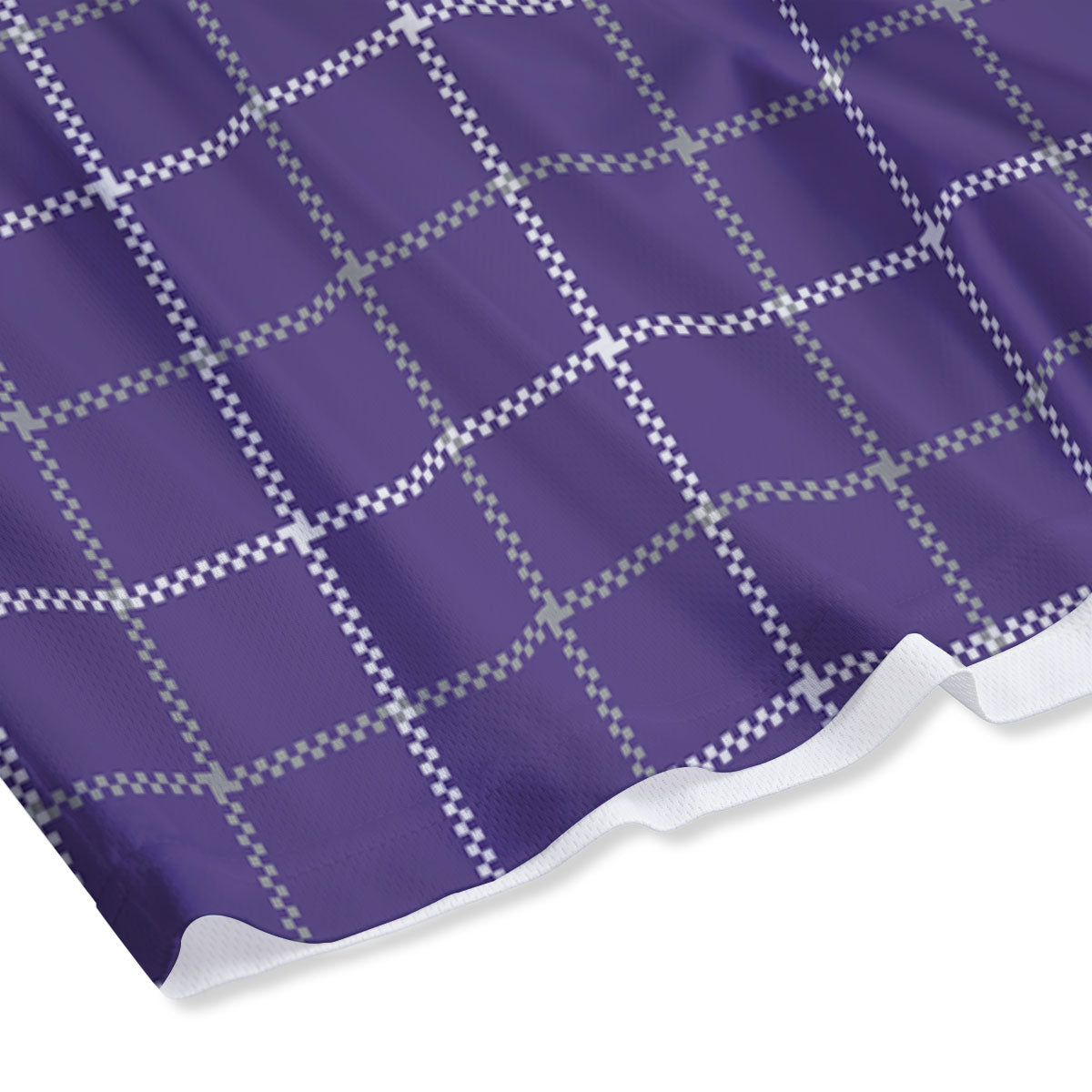 Grey Purple And White Tattersall Print Pattern Mesh Shorts