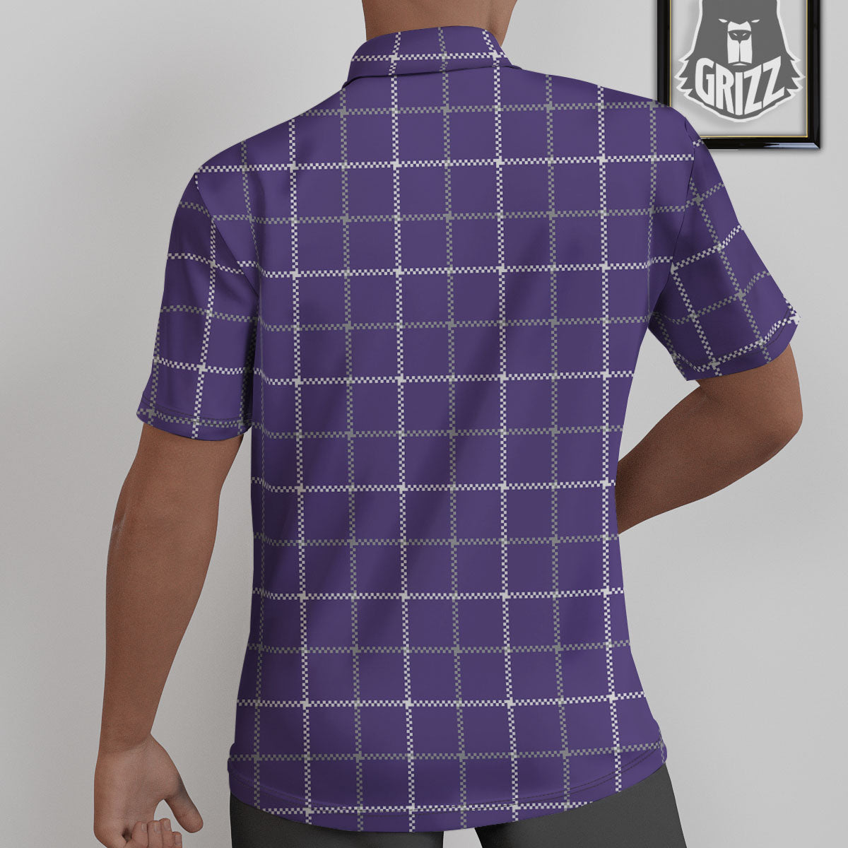 Grey Purple And White Tattersall Print Pattern Untucked Shirts-grizzshop