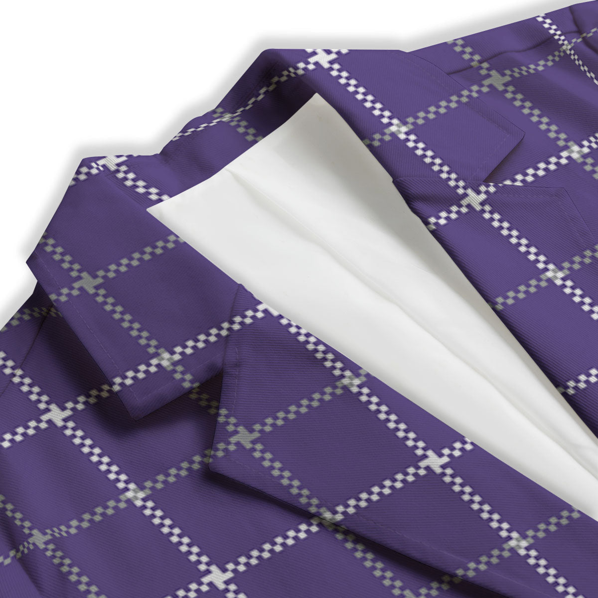 Grey Purple And White Tattersall Print Pattern Women's Blazer-grizzshop