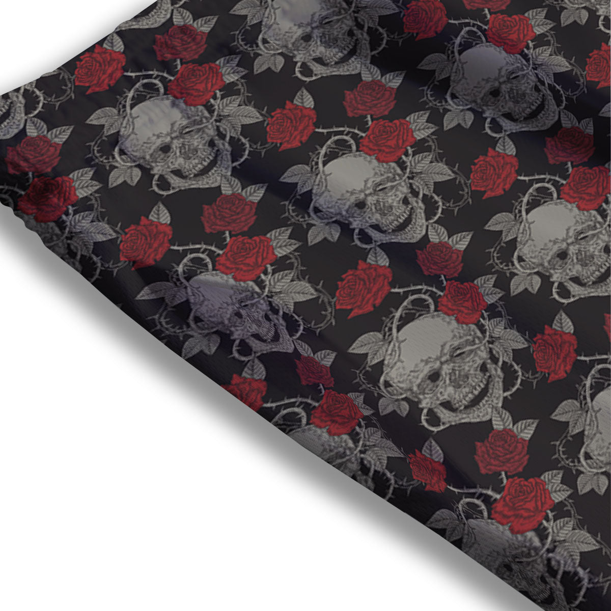 Grey Skull Red Rose Print Pattern Mesh Shorts