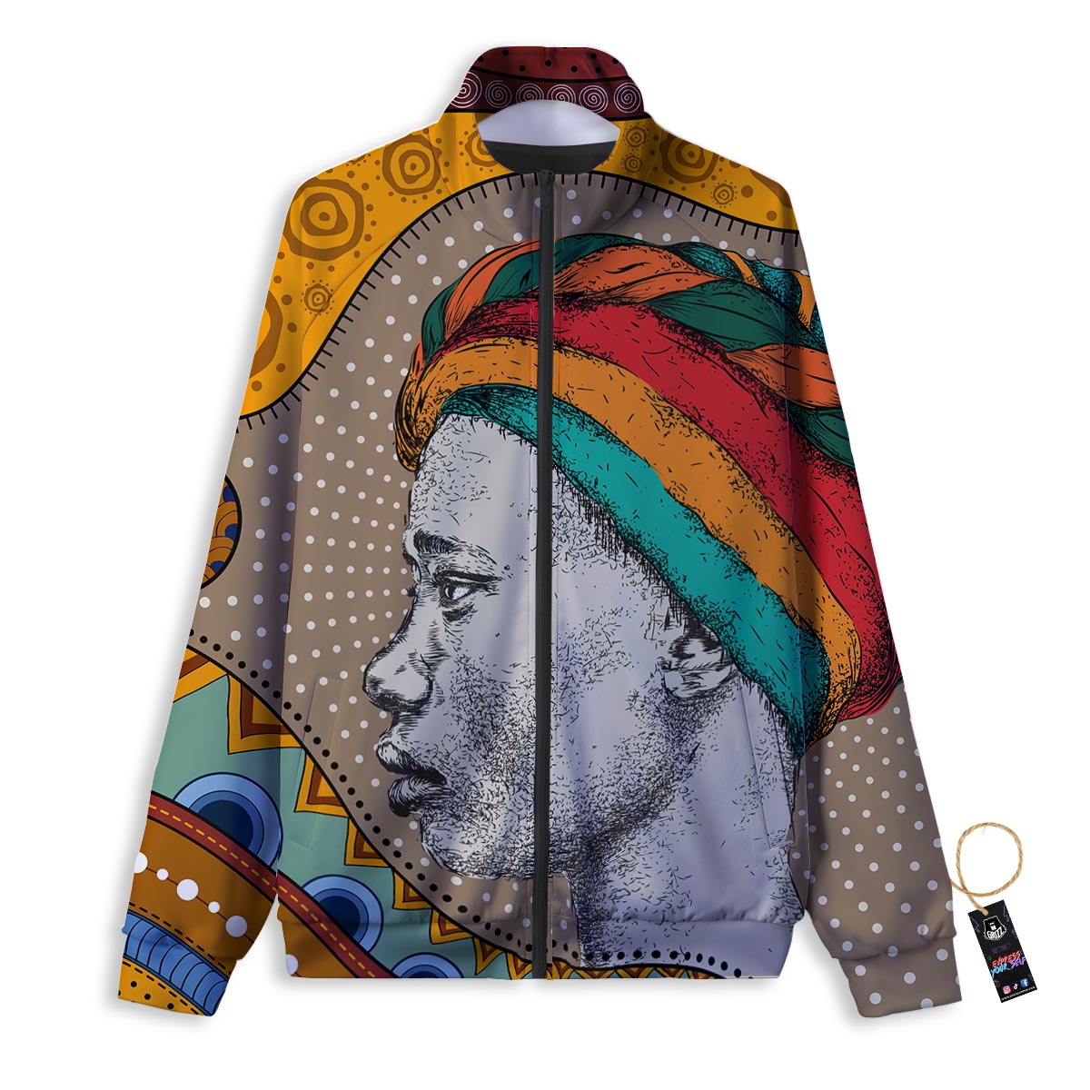 Grey Skull Red Rose Print Pattern Track Jacket-grizzshop