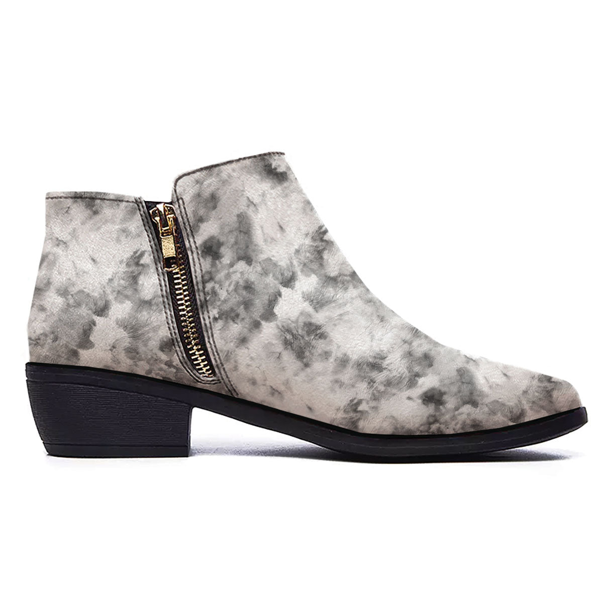 Grey Smoke Marble Print Pattern Ankle Boots-grizzshop