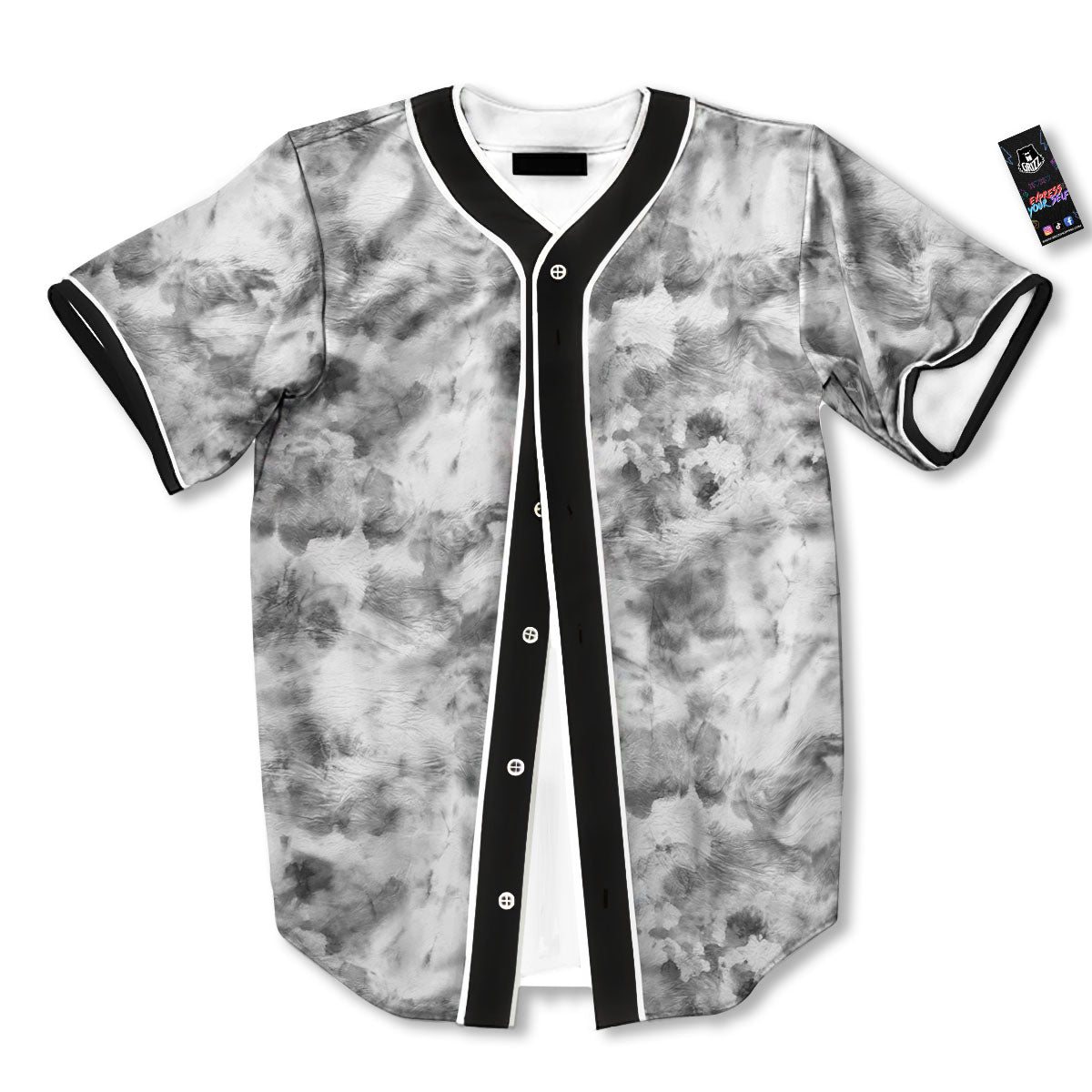 Grey Smoke Marble Print Pattern Baseball Jersey-grizzshop