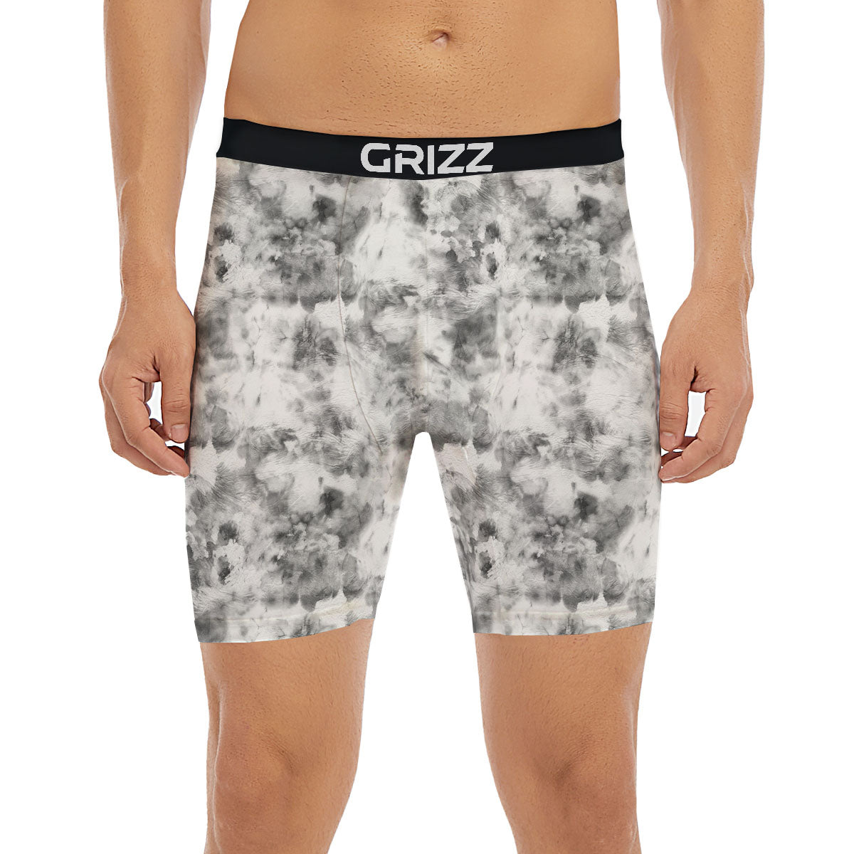 Grey Smoke Marble Print Pattern Boxer Briefs-grizzshop