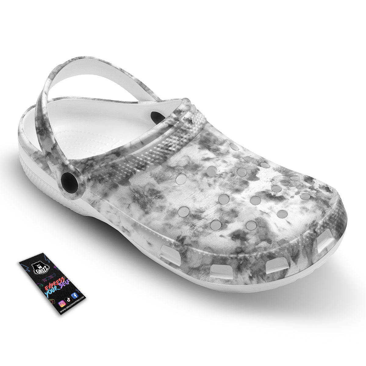 Grey Smoke Marble Print Pattern Clog-grizzshop