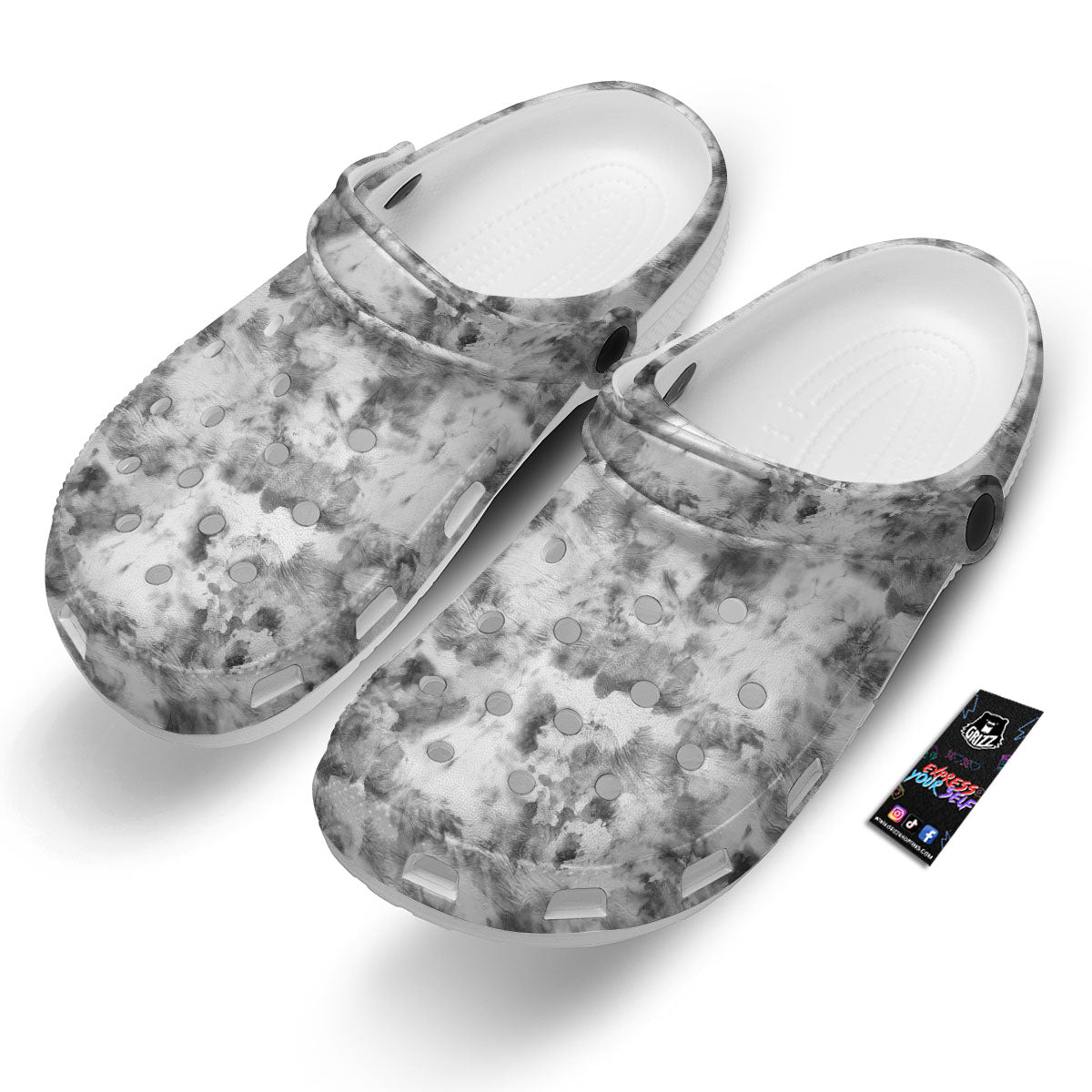 Grey Smoke Marble Print Pattern Clog-grizzshop
