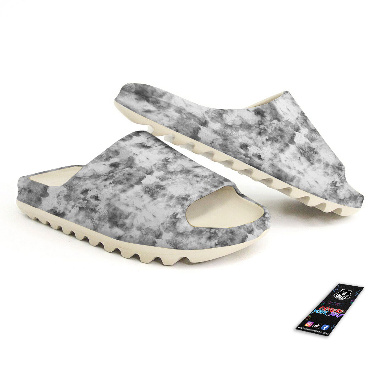 Grey Smoke Marble Print Pattern Sandals-grizzshop
