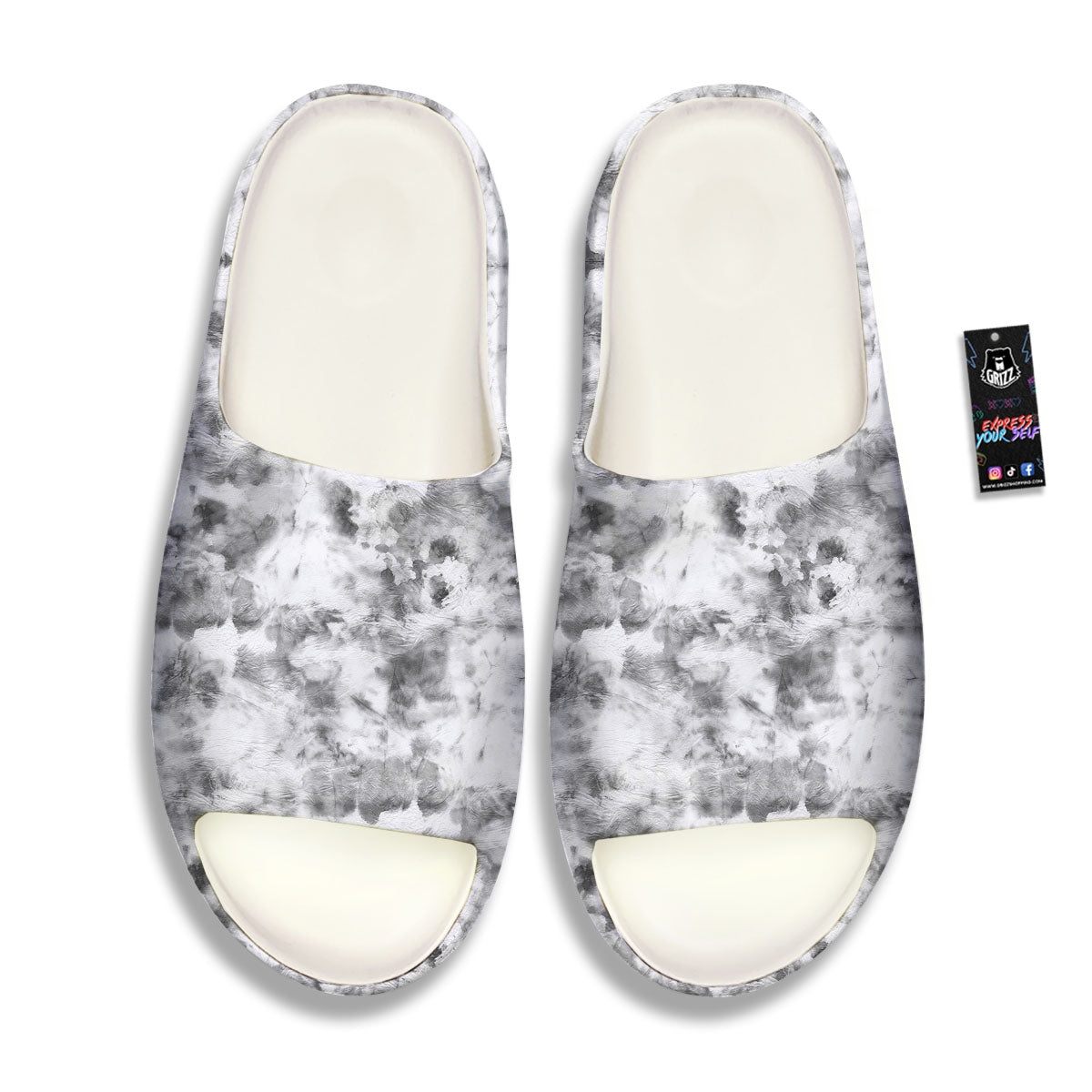 Grey Smoke Marble Print Pattern Sandals-grizzshop