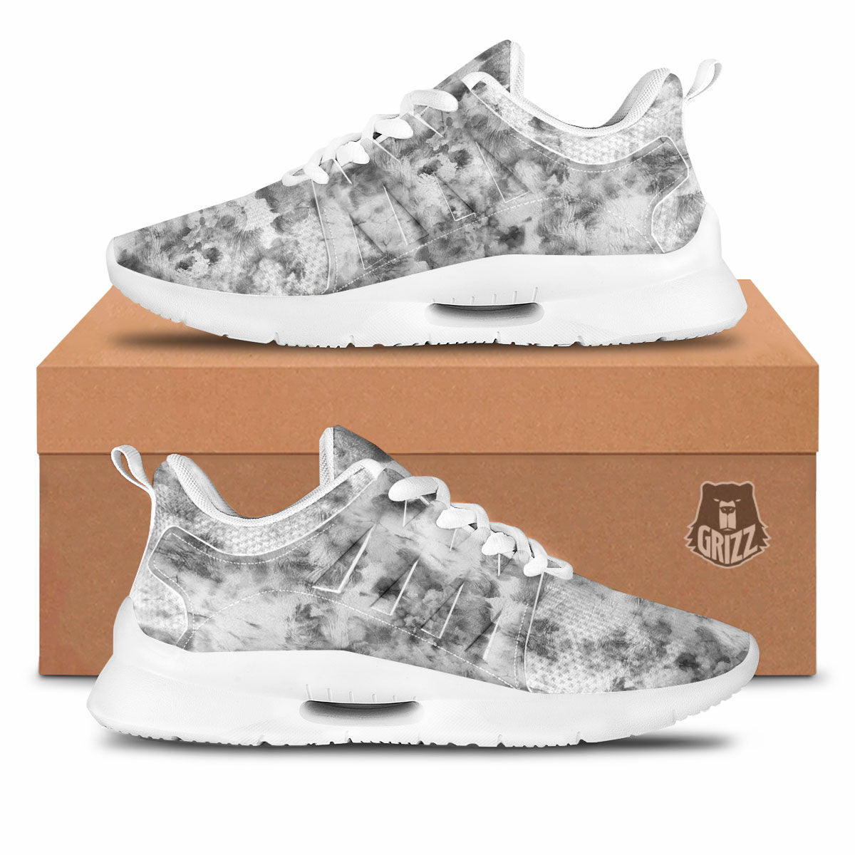 Grey Smoke Marble Print Pattern Tennis Shoes-grizzshop