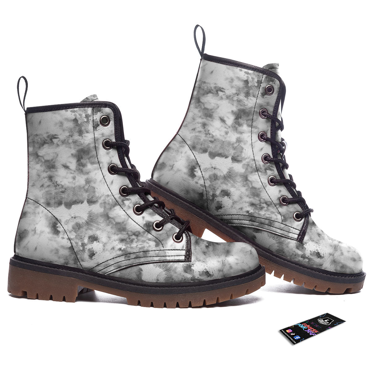 Grey Smoke Marble Print Pattern Work Boots-grizzshop