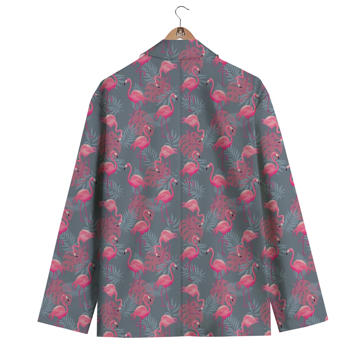 Grey Tropical Flamingo Men's Blazer-grizzshop