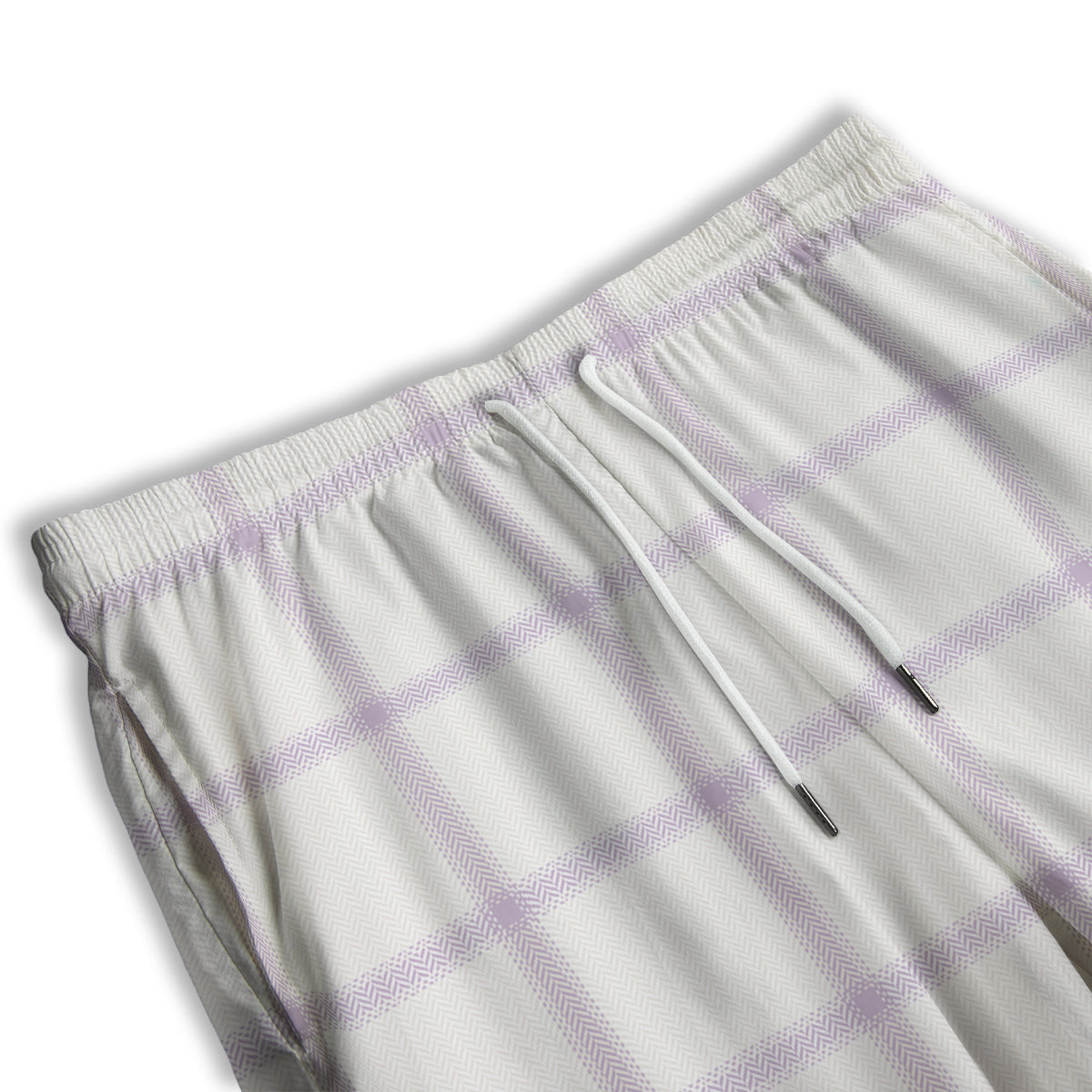 Grey White And Purple Tattersall Print Pattern Men's Athletic Shorts